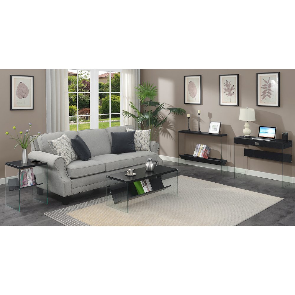 SoHo Glass Coffee Table with Shelf. Picture 6