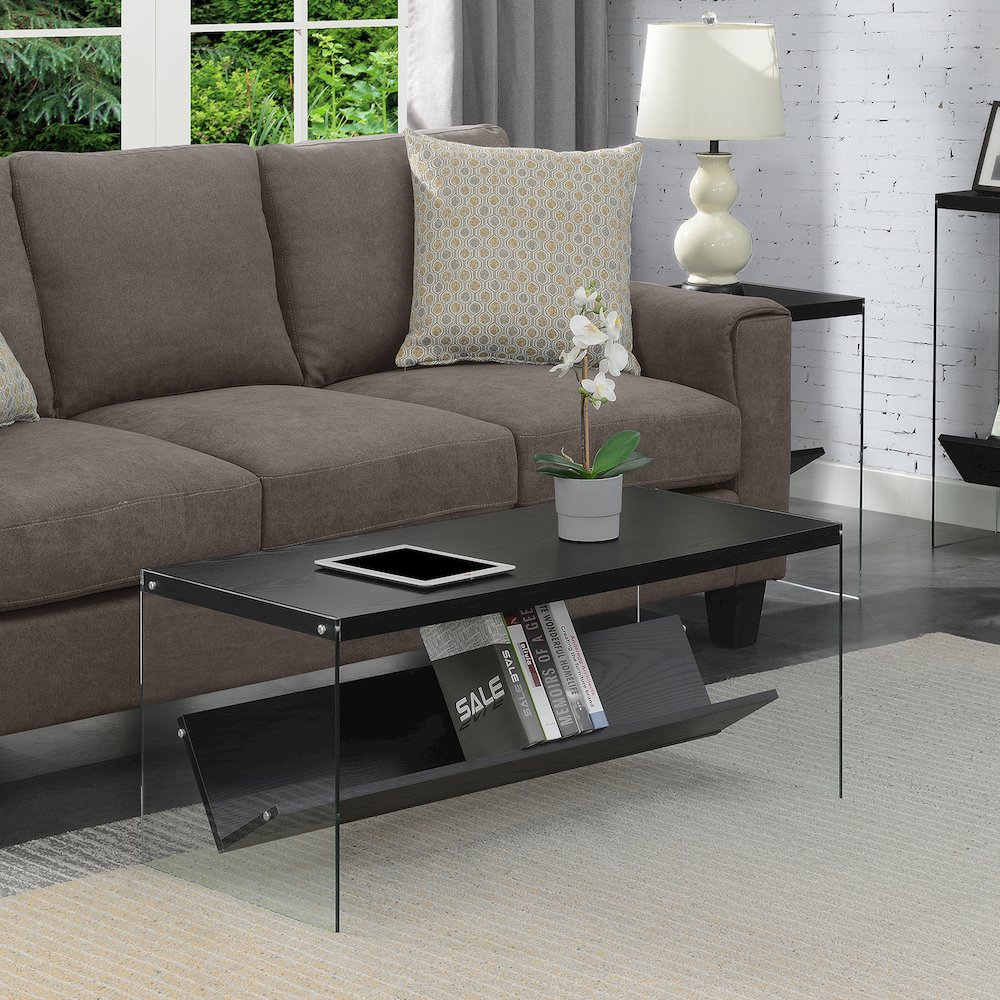 SoHo Glass Coffee Table with Shelf. Picture 2