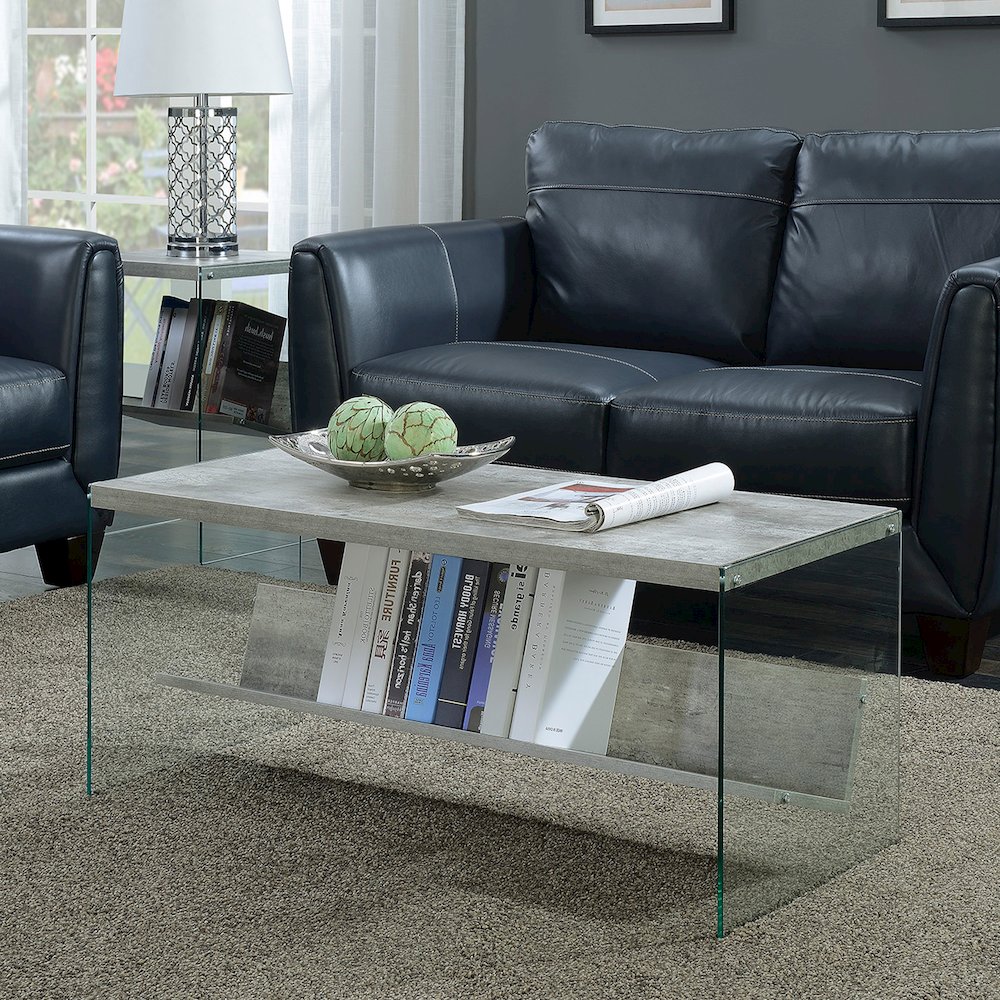 SoHo Glass Coffee Table with Shelf. Picture 2