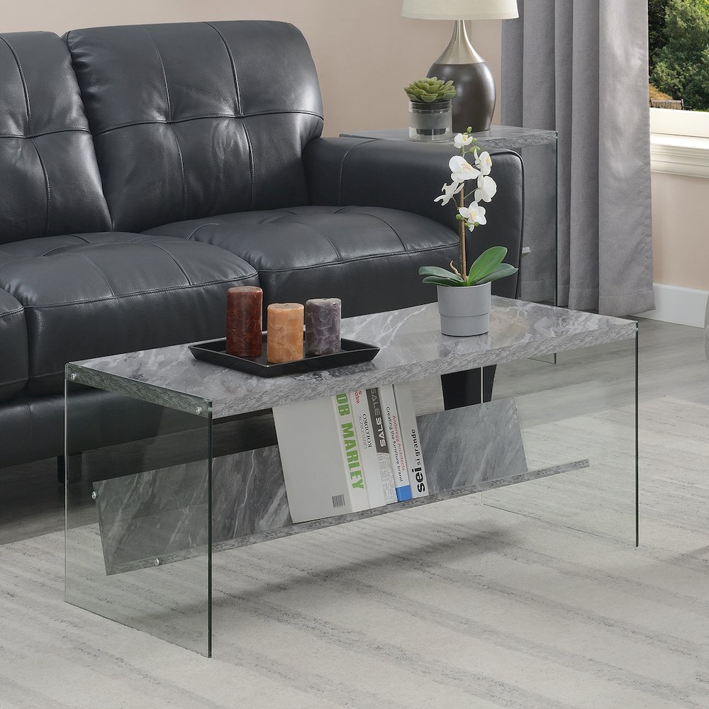 SoHo Glass Coffee Table with Shelf. Picture 2
