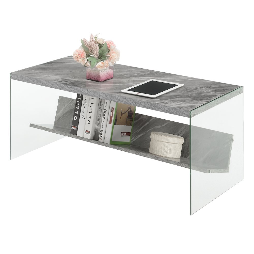 SoHo Glass Coffee Table with Shelf. Picture 3