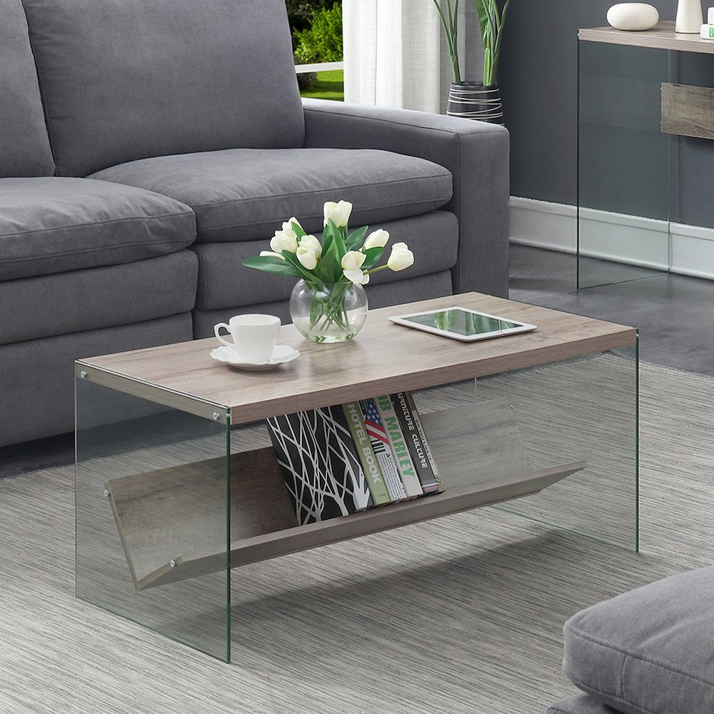 SoHo Glass Coffee Table with Shelf. Picture 2