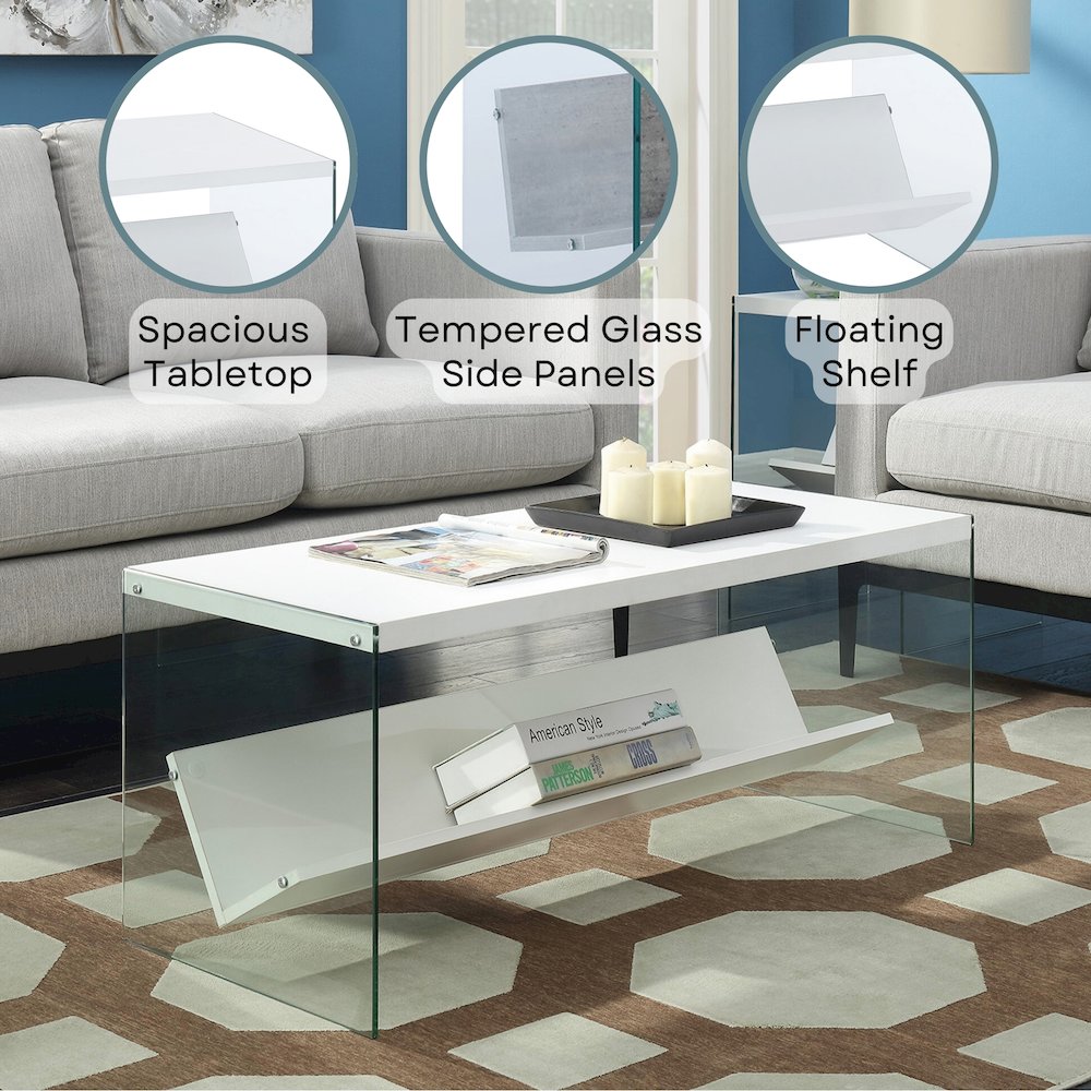 SoHo Glass Coffee Table with Shelf. Picture 4