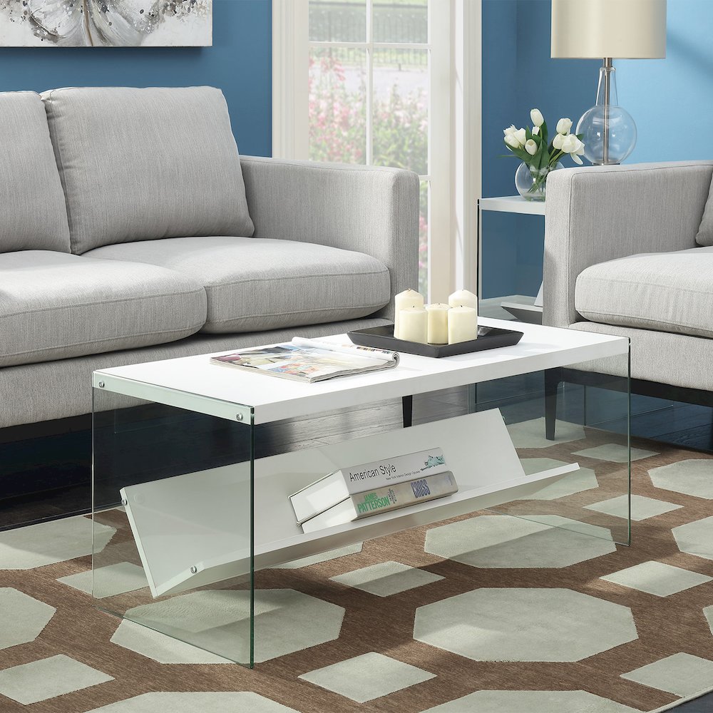 SoHo Glass Coffee Table with Shelf. Picture 2