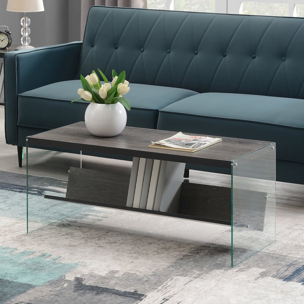SoHo Glass Coffee Table with Shelf. Picture 2