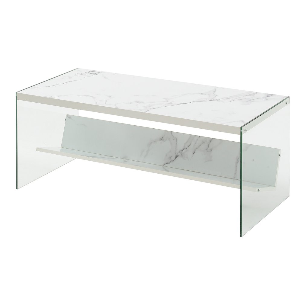 SoHo Glass Coffee Table with Shelf. Picture 1