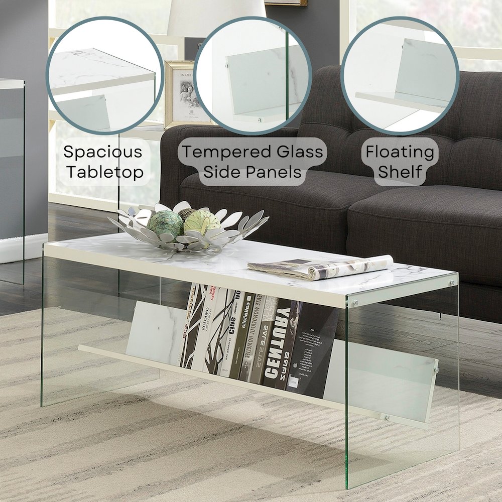 SoHo Glass Coffee Table with Shelf. Picture 3