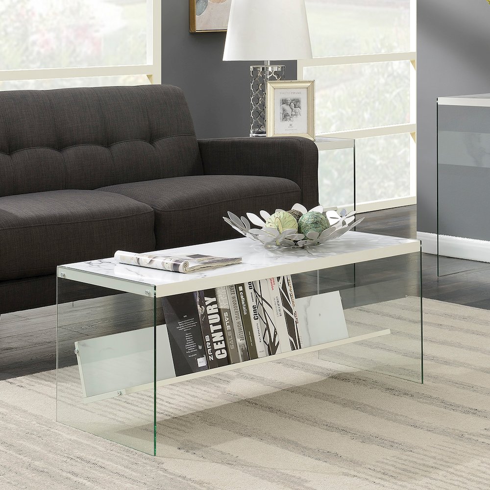 SoHo Glass Coffee Table with Shelf. Picture 2
