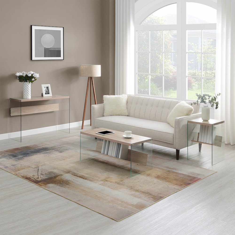 SoHo Glass Coffee Table with Shelf. Picture 4