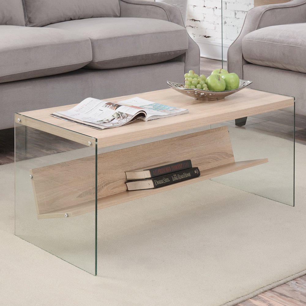 SoHo Glass Coffee Table with Shelf. Picture 2
