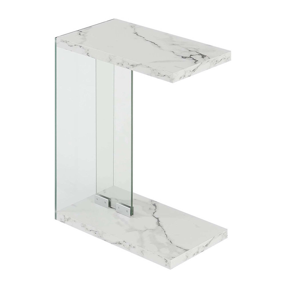 SoHo C End Table, White Faux Marble/Glass. Picture 1