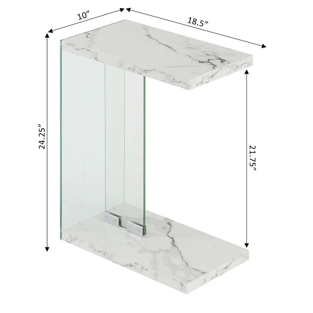 SoHo C End Table, White Faux Marble/Glass. Picture 5