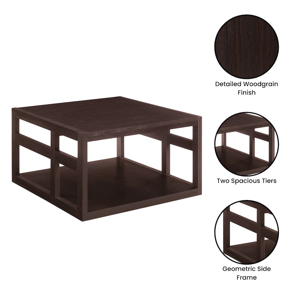 Monterey Square Coffee Table with Shelf. Picture 3