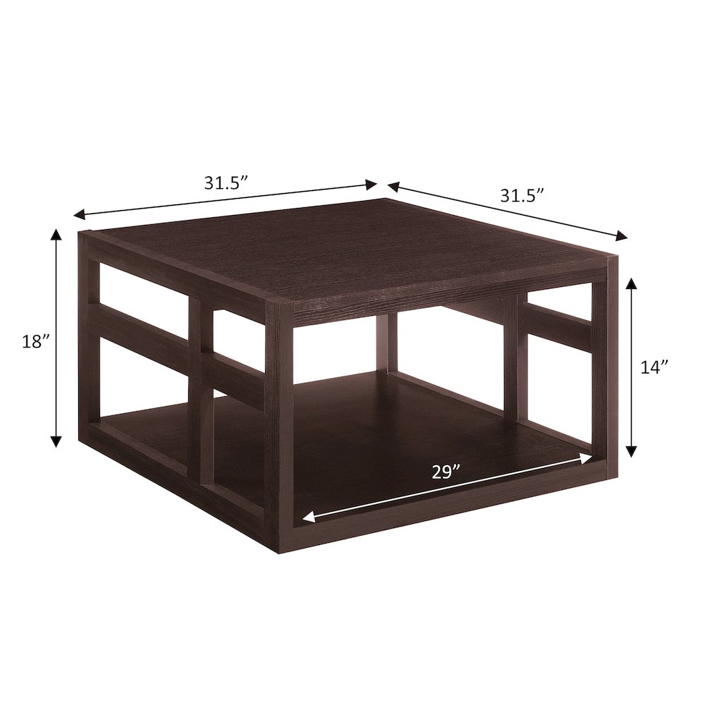 Monterey Square Coffee Table with Shelf. Picture 4