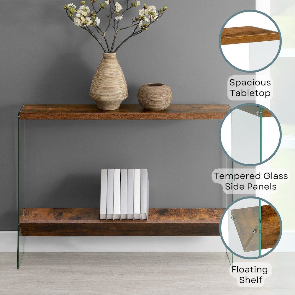 SoHo Glass V Console Table with Shelf. Picture 3