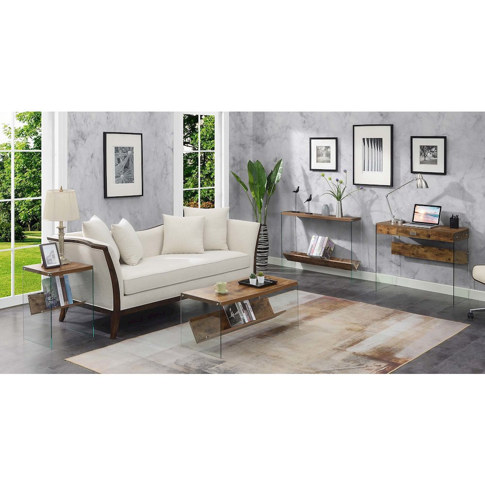SoHo Glass V Console Table with Shelf. Picture 4