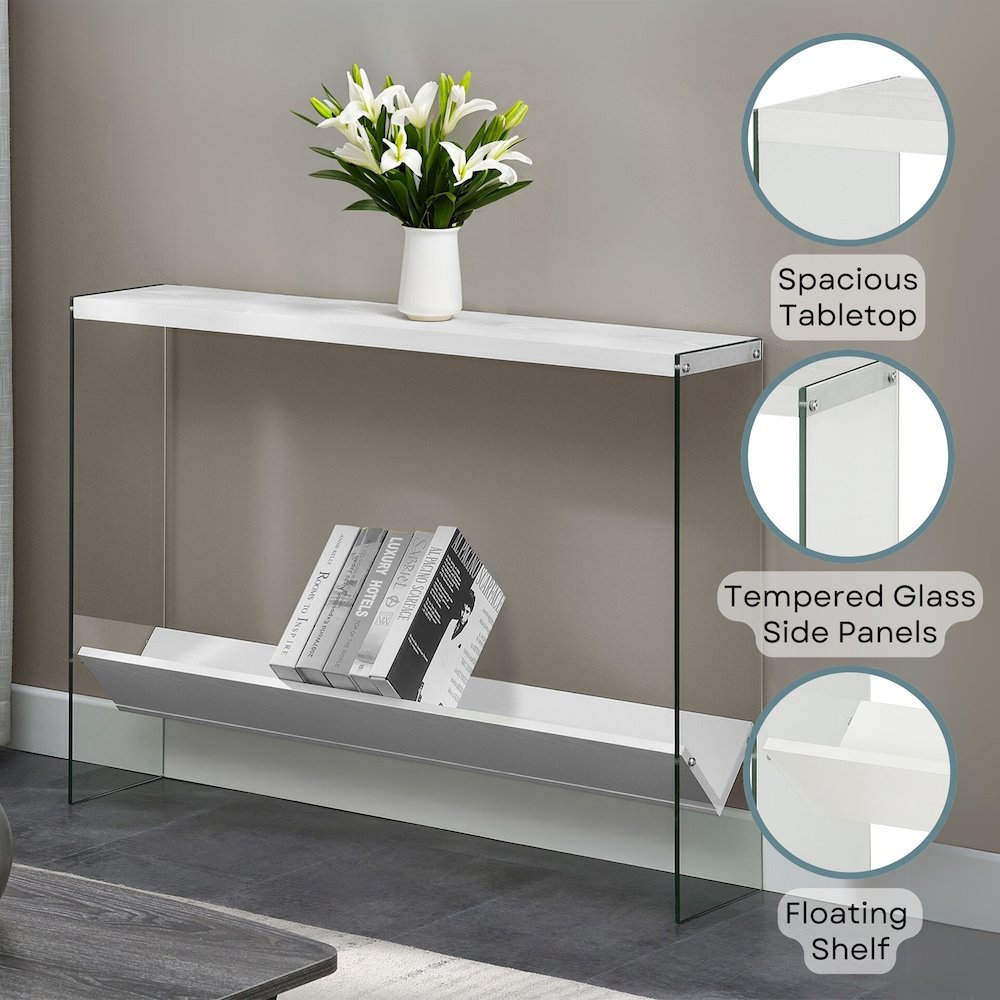 SoHo Glass V Console Table with Shelf. Picture 4