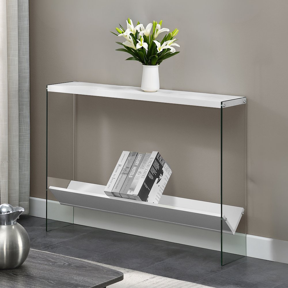 SoHo Glass V Console Table with Shelf. Picture 2