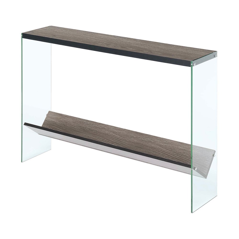 SoHo Glass V Console Table with Shelf. Picture 1
