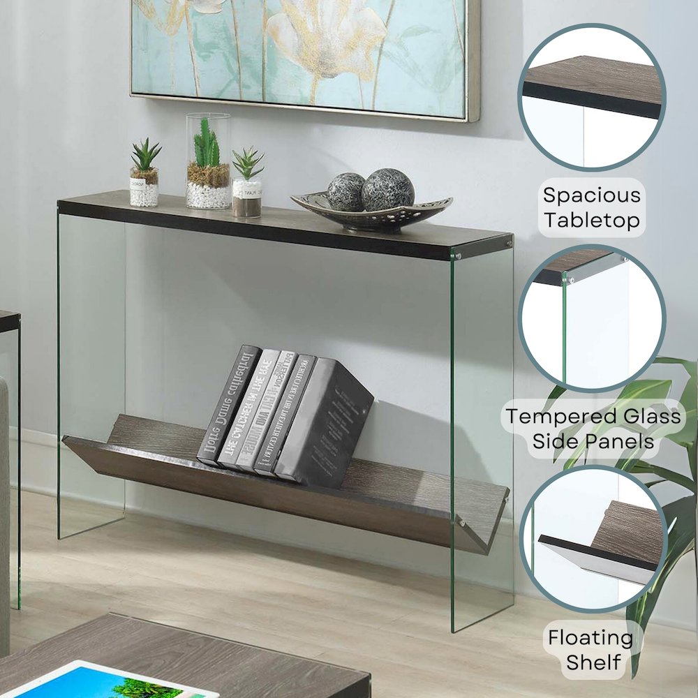 SoHo Glass V Console Table with Shelf. Picture 3
