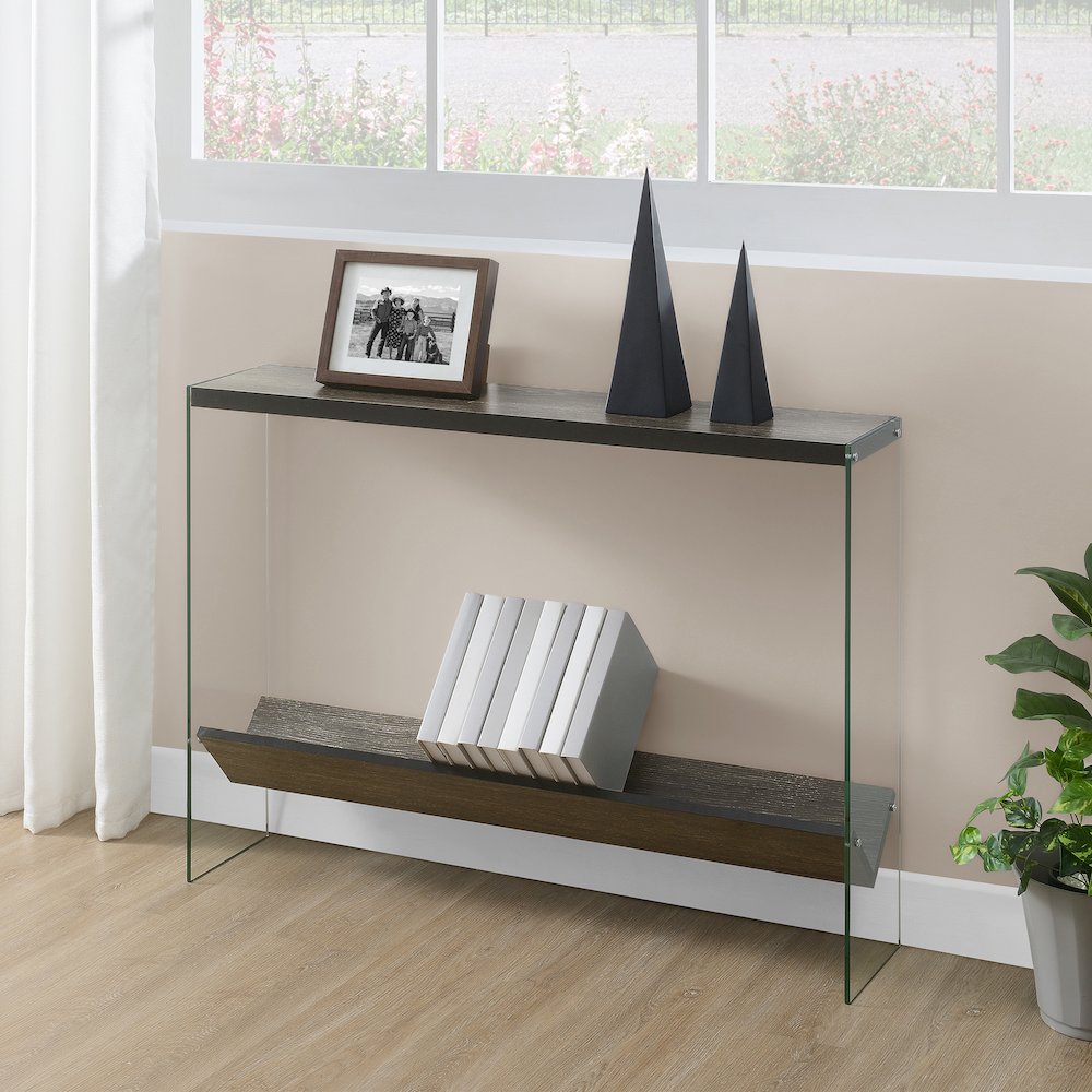 SoHo Glass V Console Table with Shelf. Picture 2