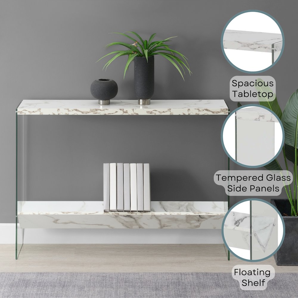 SoHo Glass V Console Table with Shelf. Picture 4
