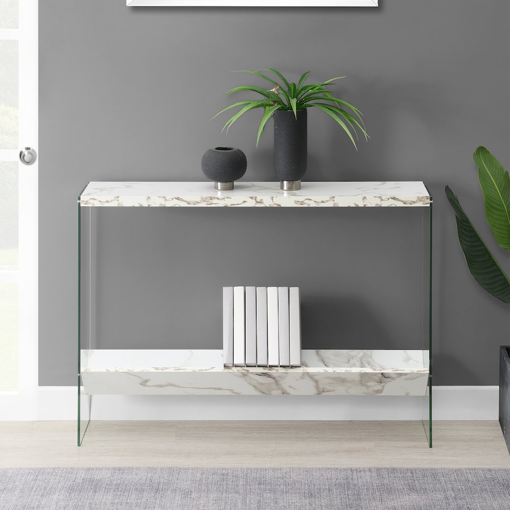 SoHo Glass V Console Table with Shelf. Picture 3