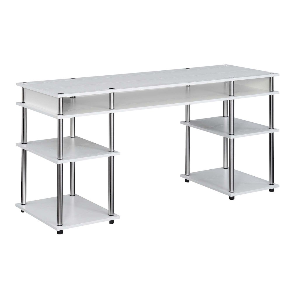 Designs2Go No Tools 60 inch Deluxe Student Desk with Shelves, White. Picture 1