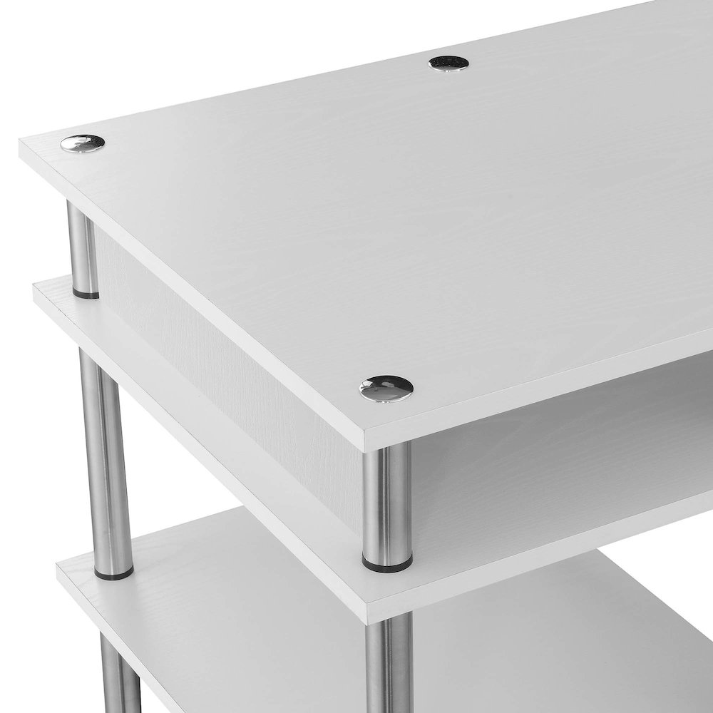 Designs2Go No Tools 60 inch Deluxe Student Desk with Shelves, White. Picture 4