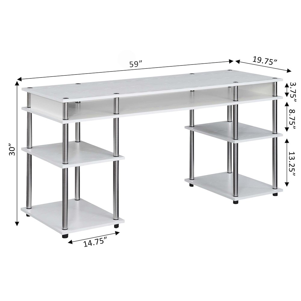 Designs2Go No Tools 60 inch Deluxe Student Desk with Shelves, White. Picture 5