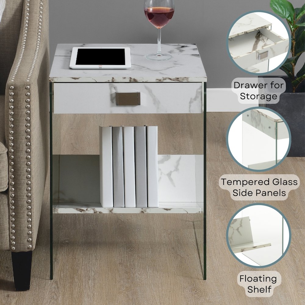 SoHo 1 Drawer End Table with Shelf. Picture 3