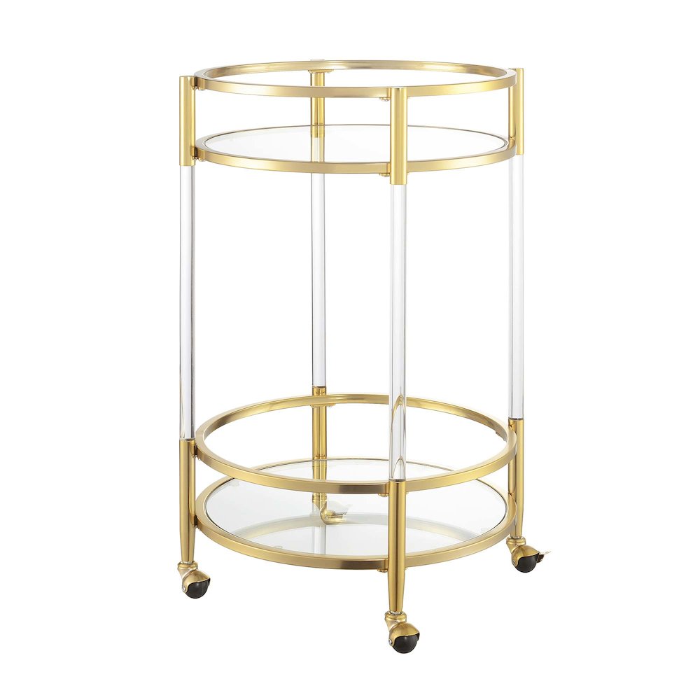 Royal Crest 2 Tier Acrylic Round Glass Bar Cart. Picture 1