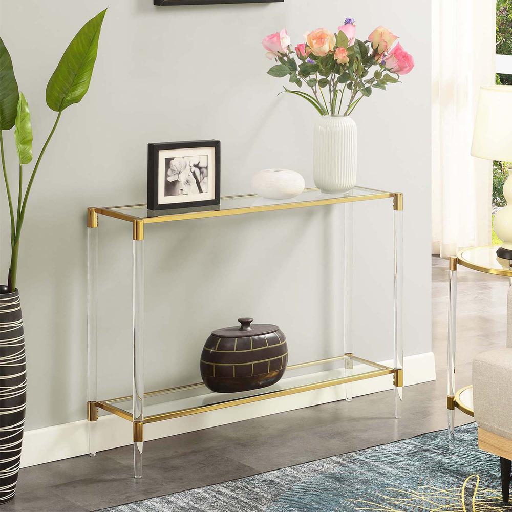 Royal Crest 2 Tier Acrylic Glass Console Table. Picture 3
