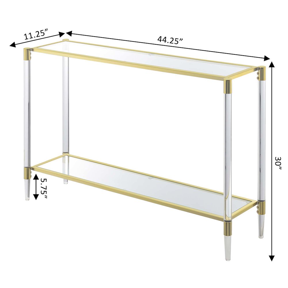 Royal Crest 2 Tier Acrylic Glass Console Table. Picture 6