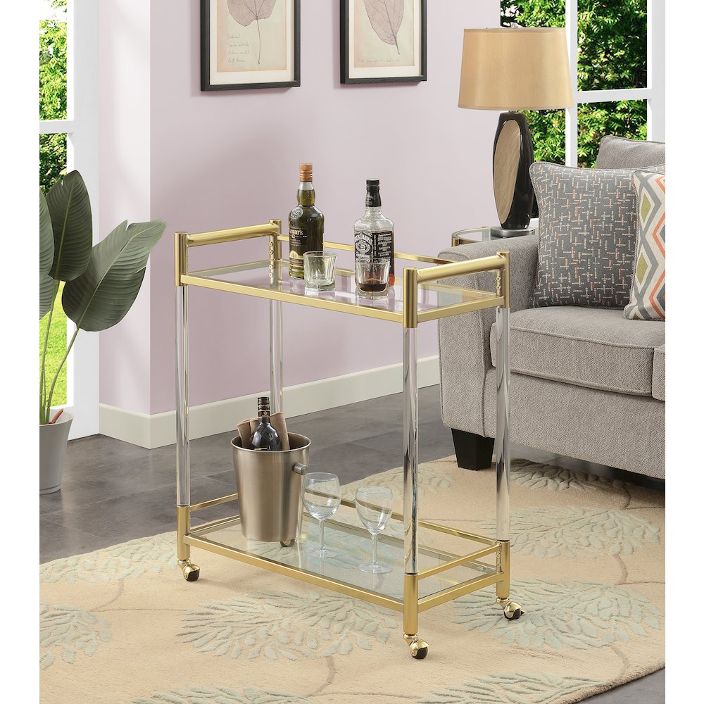 Royal Crest 2 Tier Acrylic Glass Bar Cart. Picture 2