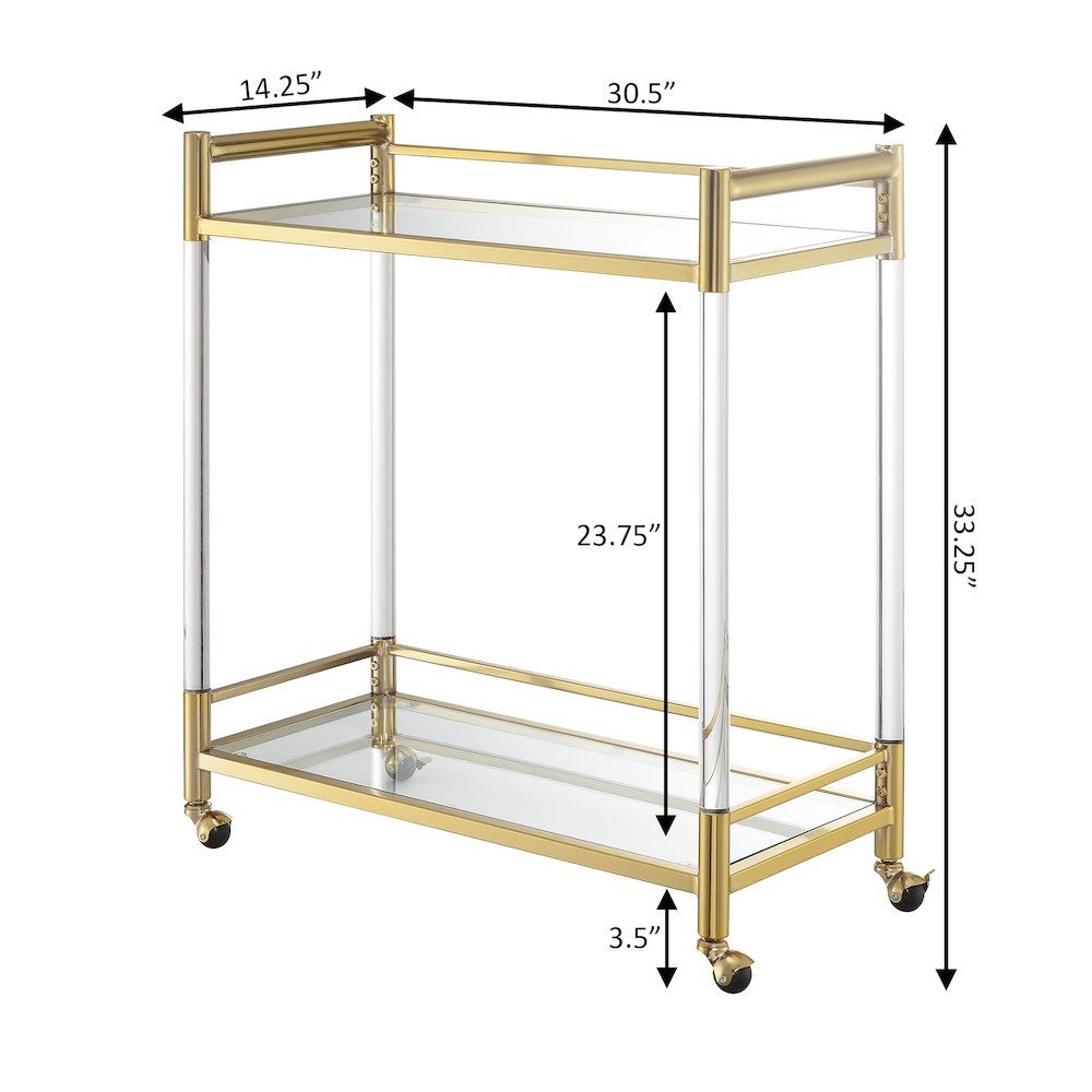 Royal Crest 2 Tier Acrylic Glass Bar Cart. Picture 6