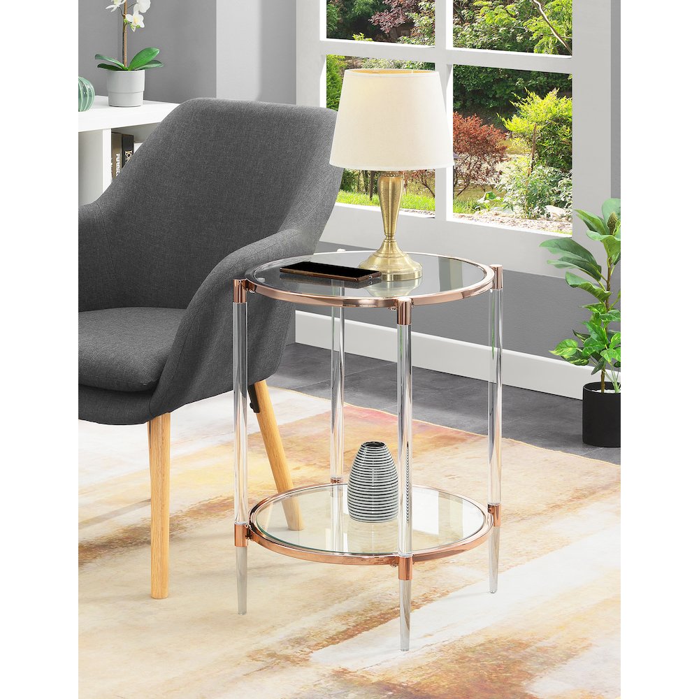 Royal Crest 2 Tier Acrylic Glass End Table. Picture 2
