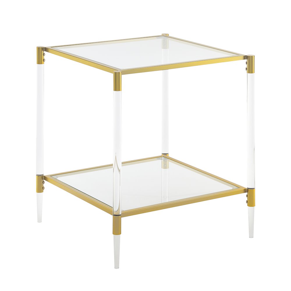 Royal Crest 2 Tier Acrylic Glass Square End Table. Picture 1