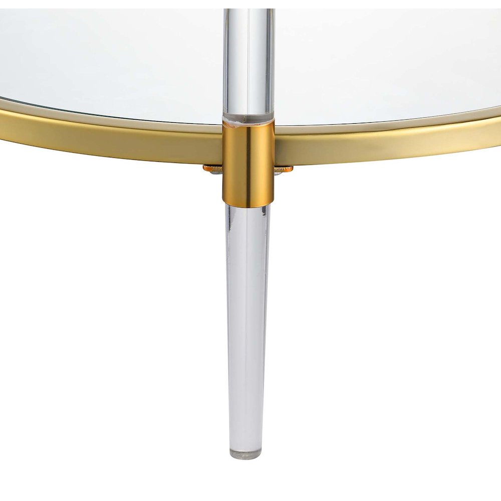 Royal Crest Acrylic Glass Coffee Table, Clear/Gold. Picture 4