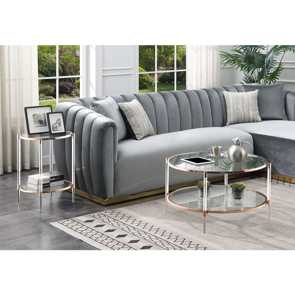 Royal Crest 2 Tier Acrylic Glass Coffee Table. Picture 6