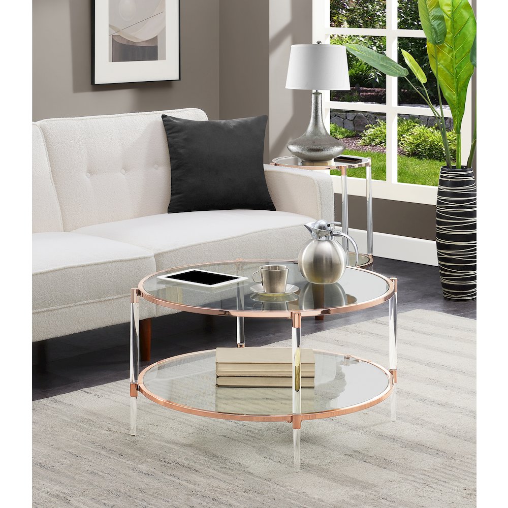 Royal Crest 2 Tier Acrylic Glass Coffee Table. Picture 2