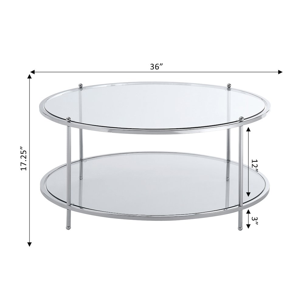 Royal Crest 2 Tier Round Glass Coffee Table. Picture 8