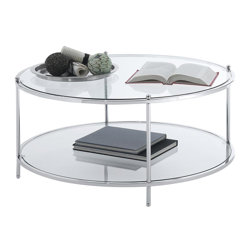 Royal Crest 2 Tier Round Glass Coffee Table. Picture 1