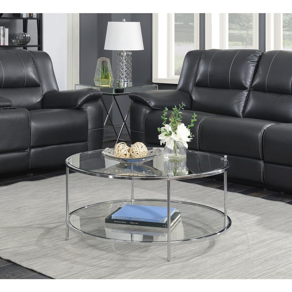 Royal Crest 2 Tier Round Glass Coffee Table. Picture 2