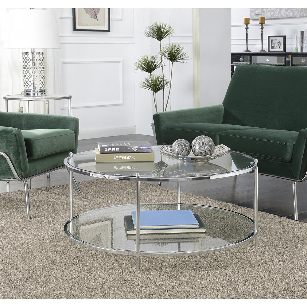 Royal Crest 2 Tier Round Glass Coffee Table. Picture 3