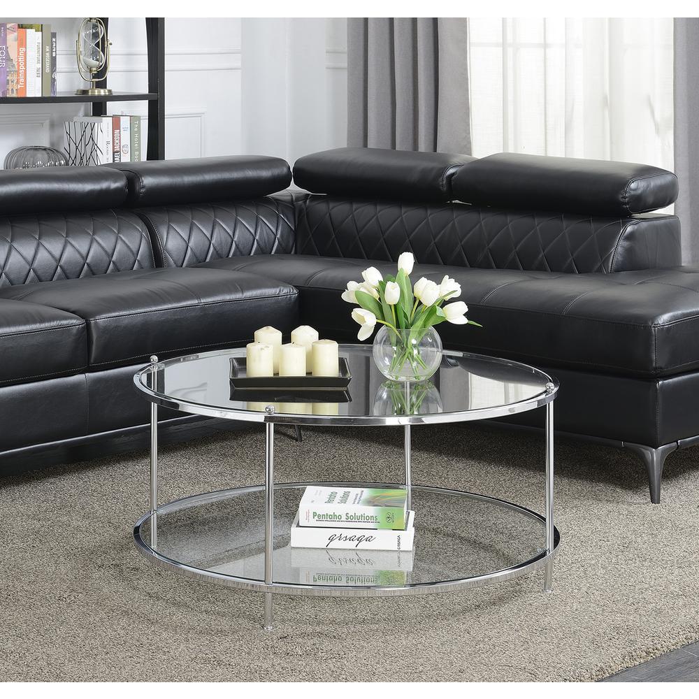 Royal Crest 2 Tier Round Glass Coffee Table. Picture 4