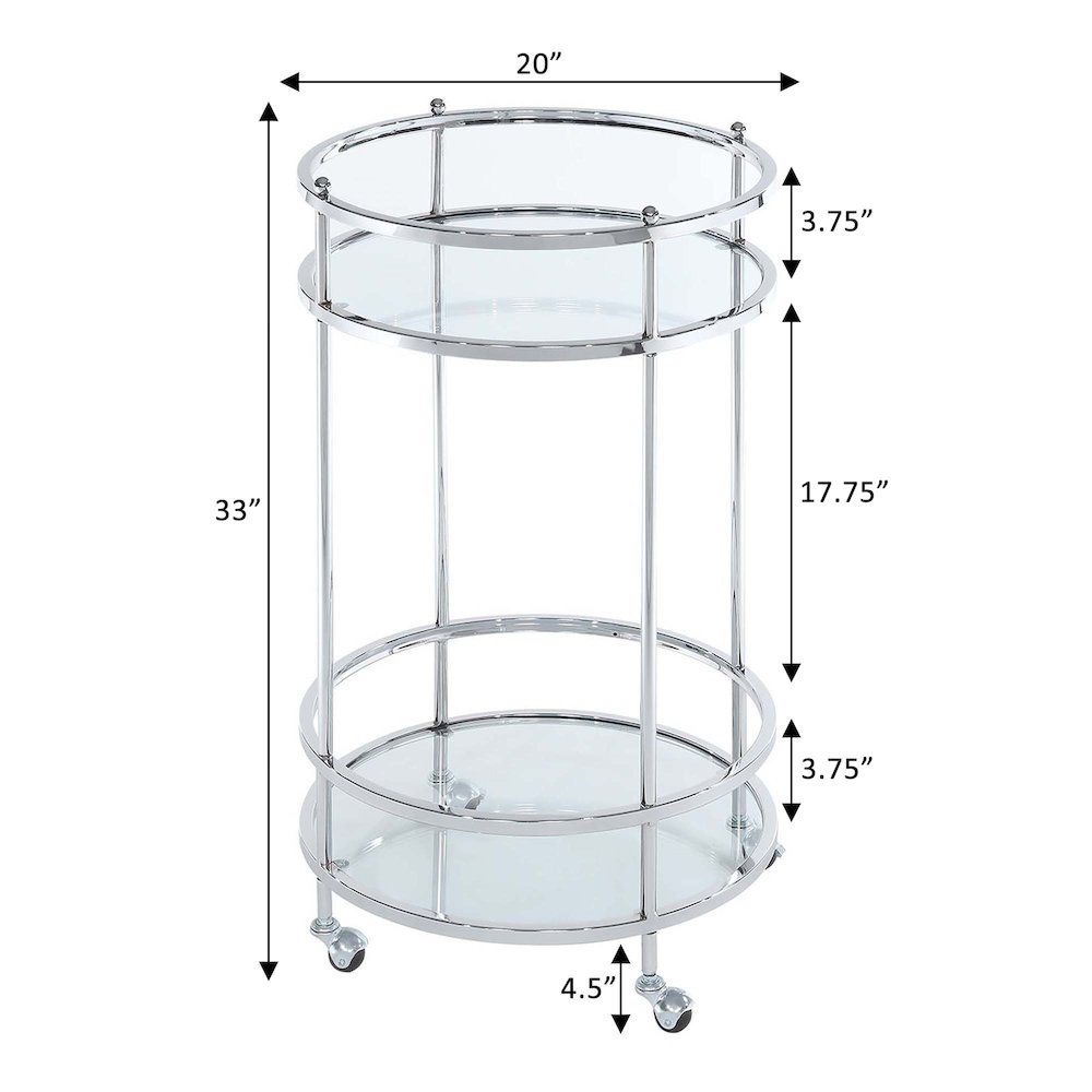 Royal Crest 2 Tier Round Glass Bar Cart. Picture 4