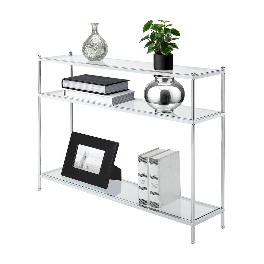 Royal Crest 3 Tier Glass Console Table. Picture 2