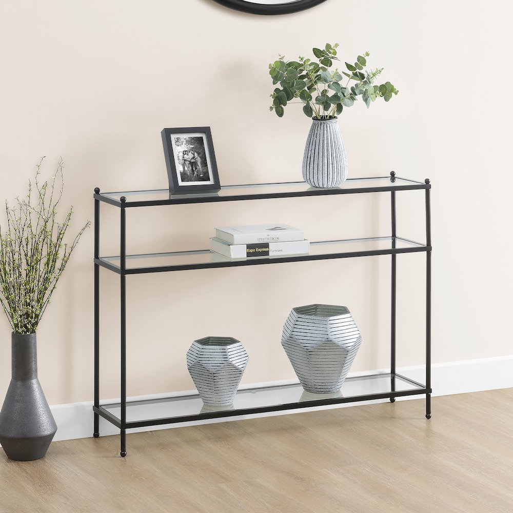 Royal Crest 3 Tier Glass Console Table. Picture 2