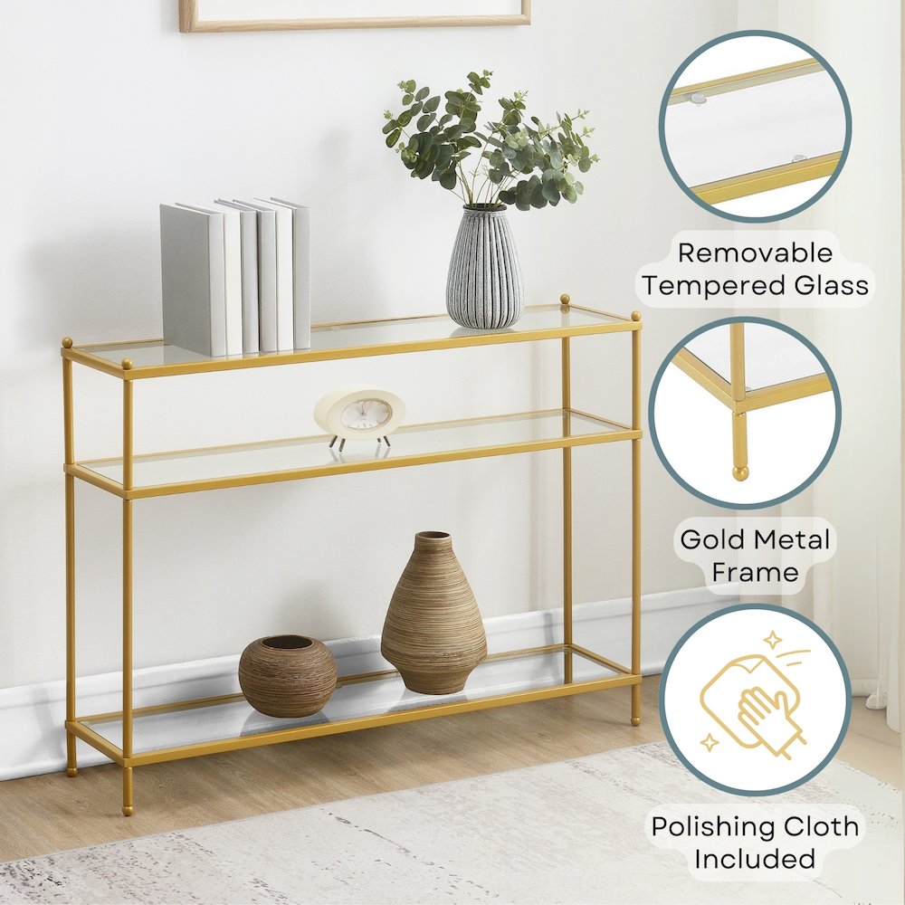 Royal Crest 3 Tier Glass Console Table. Picture 4